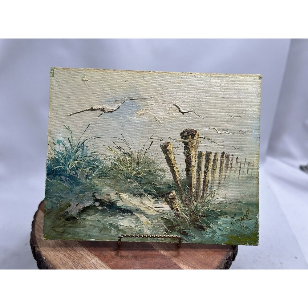 Original Oil Painting On Board Seascape Beach Oceanside Signed